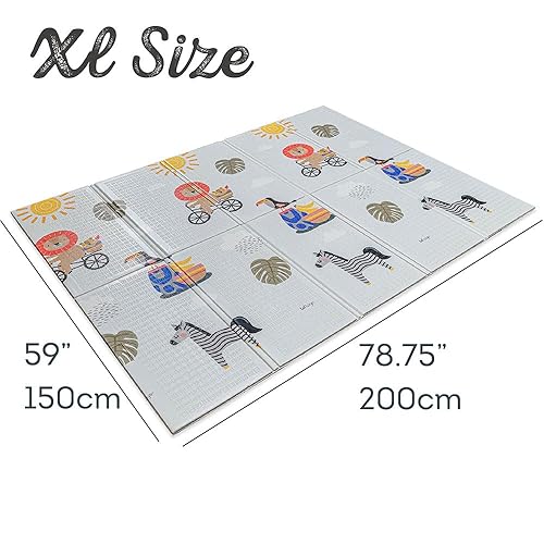 Vista 10 de Taf Toys TAF13085 Urban Garden Alfombra de juego plegable extragrande acolchada de 78.7 x 59.1 in para piso. Plegable para bebés y niños pequeños.
