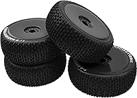 Vista 4 de ShareGoo OD 4.52 pulgadas 1/8 RC Buggy neumáticos de goma con llanta de plástico hexagonal de 0.669 in compatible con Arrma Kyosho Exceed RC Traxxas