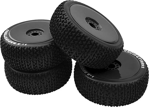 Miniatura 4 de ShareGoo OD 4.52 pulgadas 18 RC Buggy neumáticos de goma con llanta de plástico hexagonal de 0.669 in compatible con Arrma Kyosho Exceed RC Traxxas