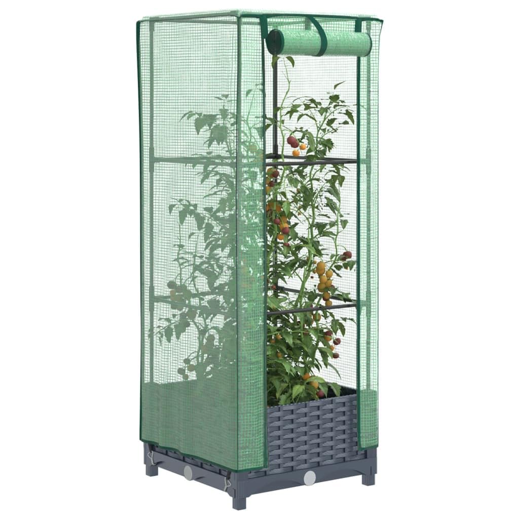 Homgoday Arriate con Cubierta Invernadero Aspecto ratán 40x40x123 cm Huerto Urbano Terraza Mesa de Cultivo Cubierta con Cubierta, para Plantas Flores Verduras Jardín Interior Exterior Tipo3