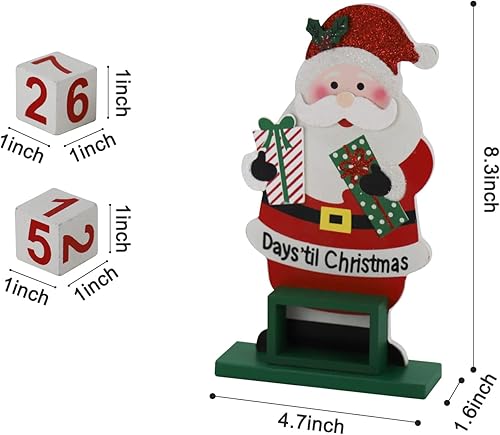 Miniatura 3 de Sfozstra Calendario de cuenta regresiva de números de Adviento de Navidad, decoración de calendario de mesa con números cuadrados de madera,