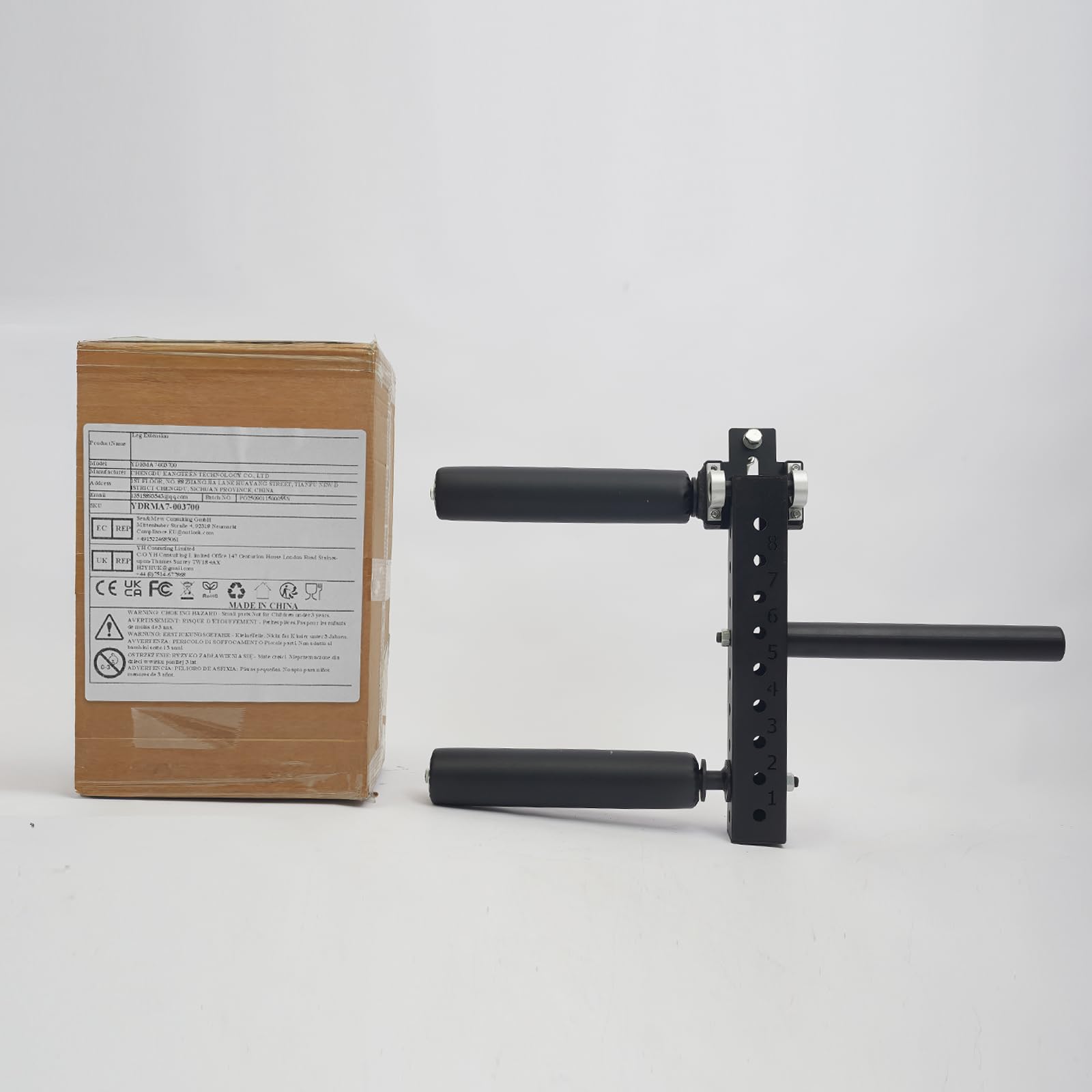 Beinstrecker Beinbeuger Aufsatz für Power Rack, 120 kg, 50-mm-Halter | Mit 8-facher Verstellung und weichen Rollen für kontrolliertes Beintraining zu Hause, im Studio oder Büro.
