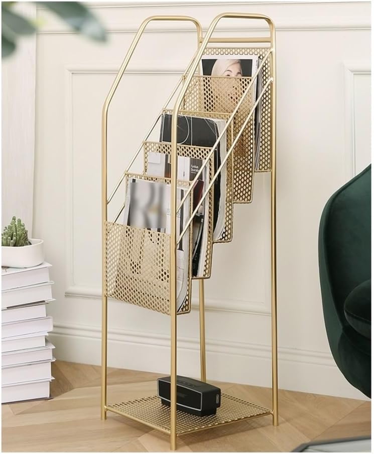 Magazine Rack, Newspaper Racks Magazine Racks Newspaper Racks Newspaper Racks Display Racks Leaflet Racks Floor Storage Racks Brochure Display Stand(Gold)