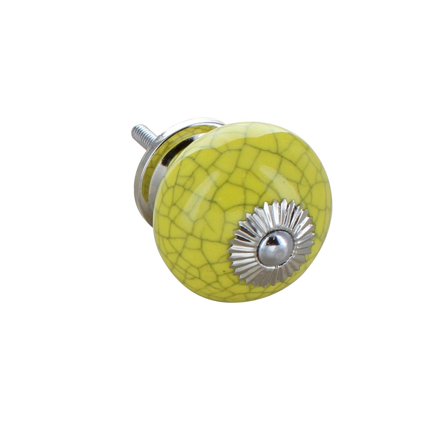G Decor Crackle Ceramic Door Knobs Cupboard Pull Door Handles 4506 (Bright Yellow)