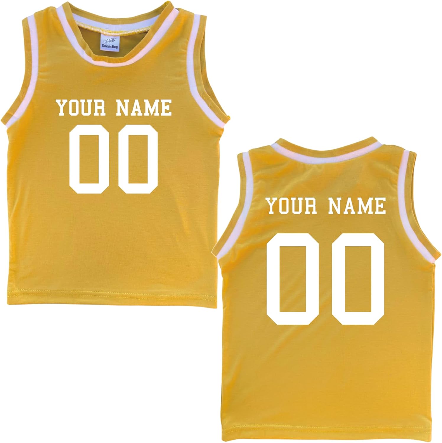 Custom Sleeveless Basketball Sport Jersey for Toddlers - Personalized with Name & Number-Front and Back