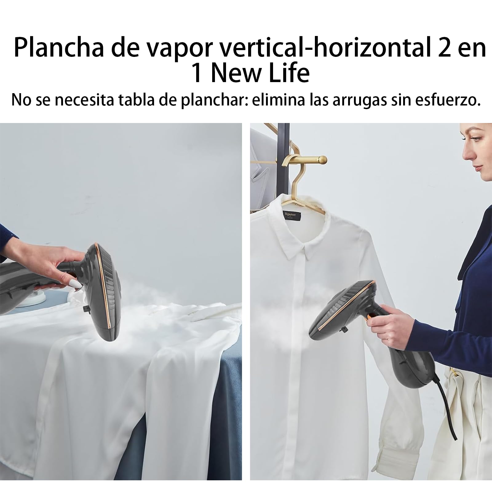 Plancha vertical vapor 1500W, 25g/min, Depósito de 168ml desmontable | ferro a vapor, calentamiento en 30 segundos, plegable, ideal para casa y viajes