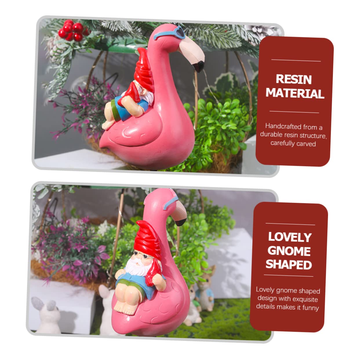 Toyvian Leichte Gartenzwerg Verzierung aus Kunstharz in Realistischer Flamingo Form für Garten und Eingangsbereich als Dekorative Gartendekoration