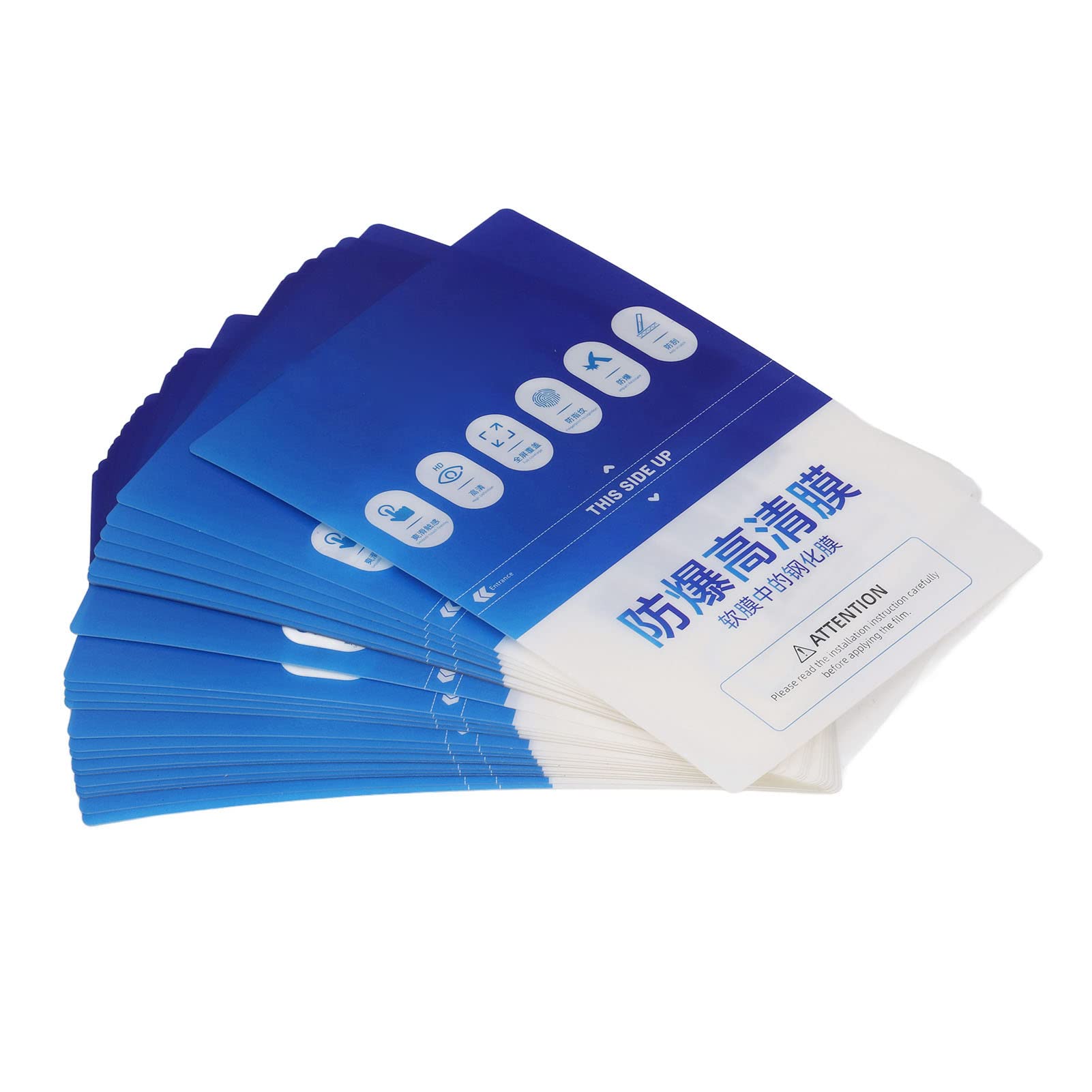 50 protectores de pantalla transparentes a prueba de explosiones HD para teléfonos, relojes, cámaras, antiarañazos, antihuellas, cobertura total, material PET de 180 x 120