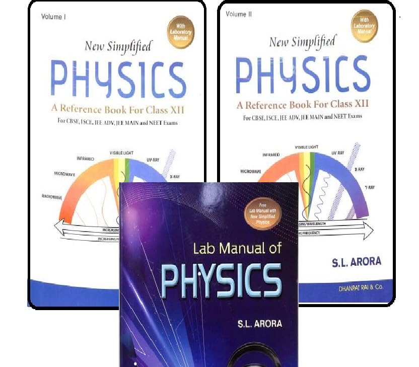 Simplified Physics Volume 1 & 2 + FREE Lab manual with new simplified physic for class 12 ( set of 3 books) 2025-2026 DHANPAT RAI Paperback – Picture Book, 10 January 2025