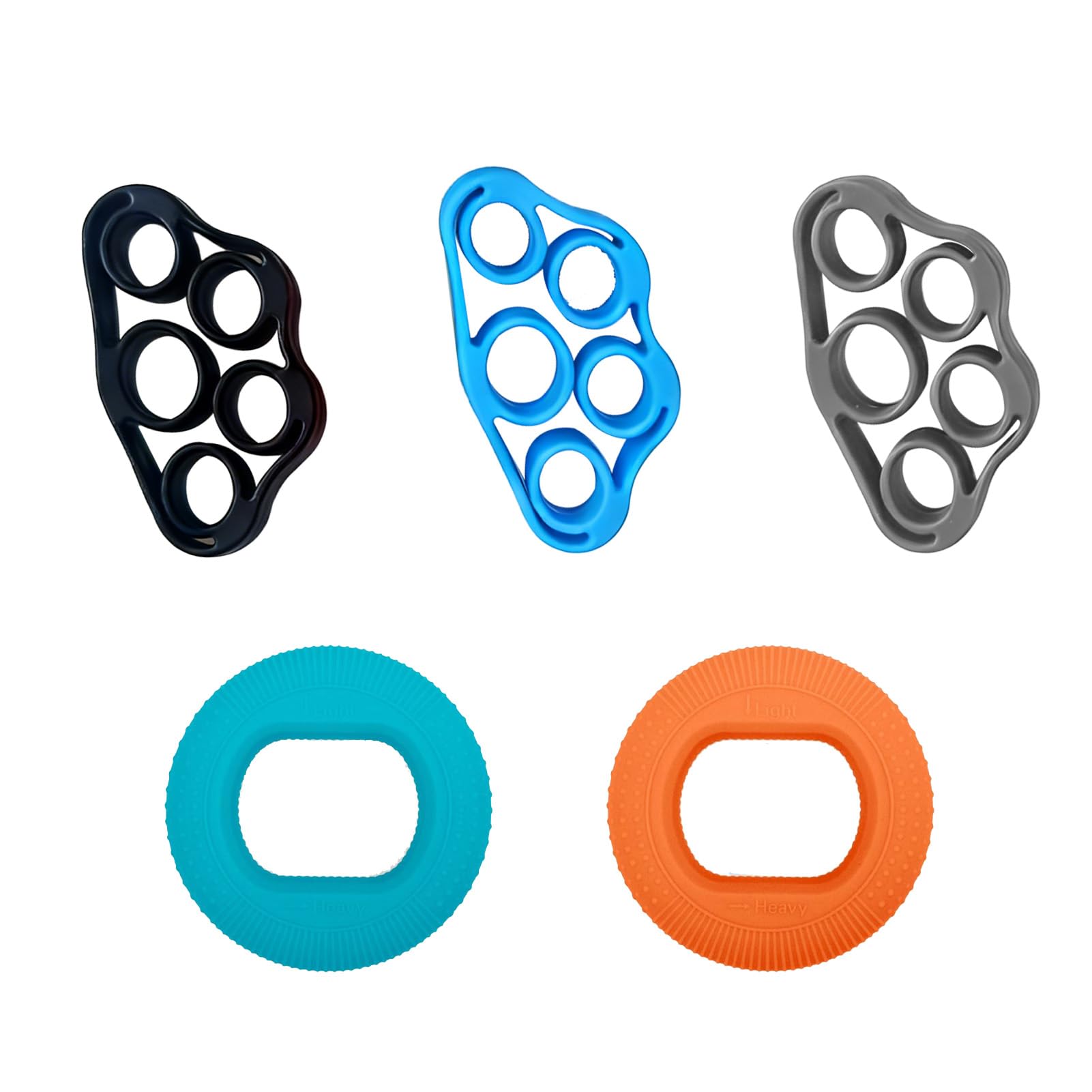 Verazquy 5Pcs Grip Strength Trainer, Hand Exerciser Kit with Finger Trainer, Forearm Strengthener and Stress Circle for Adults for Fitness.