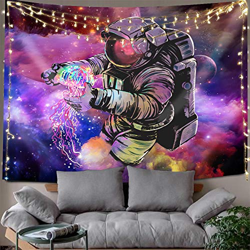 Hexagram Cool Spaceman Tapestries Colorful Tie Dye Tapestry Wall Hanging Hippie Fantasy Outer