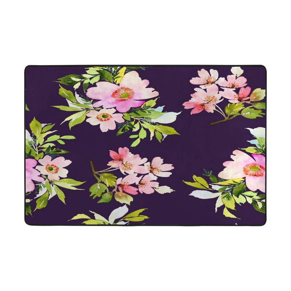 Tapis de salon sans couture lavable grand tapis fleurs 60x39