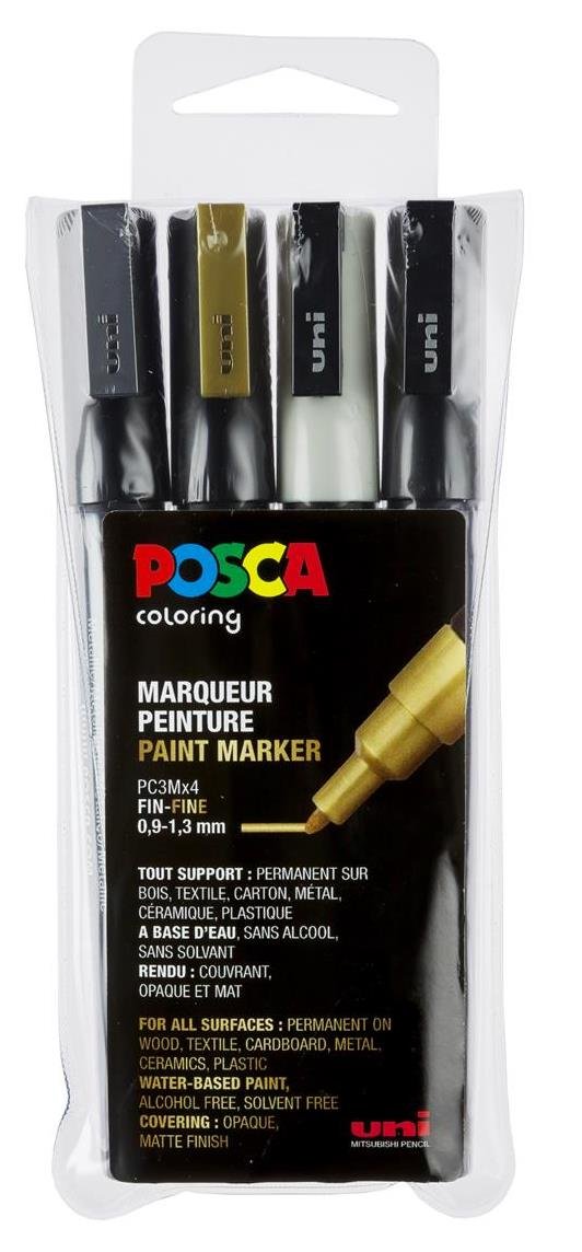POSCA Set 4 MARQUEURS PC3M Pochette GSW