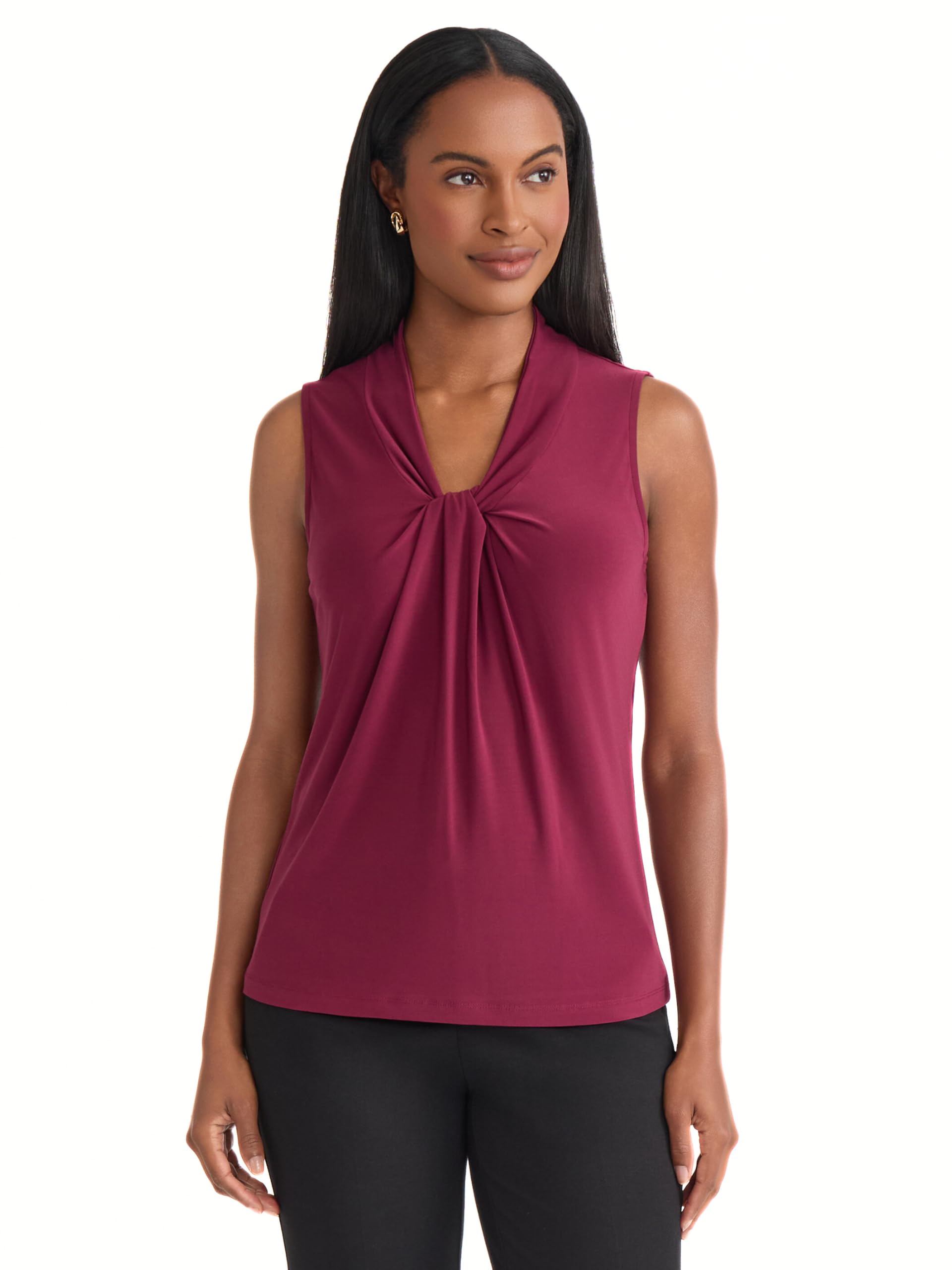 Kasper Womens Sleeveless Knot Front Top