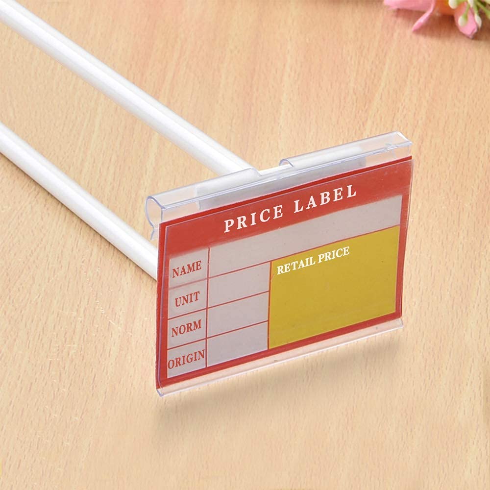 Meetory 50 PCS Clear Plastic Label Holders for Wire Shelf Retail Price