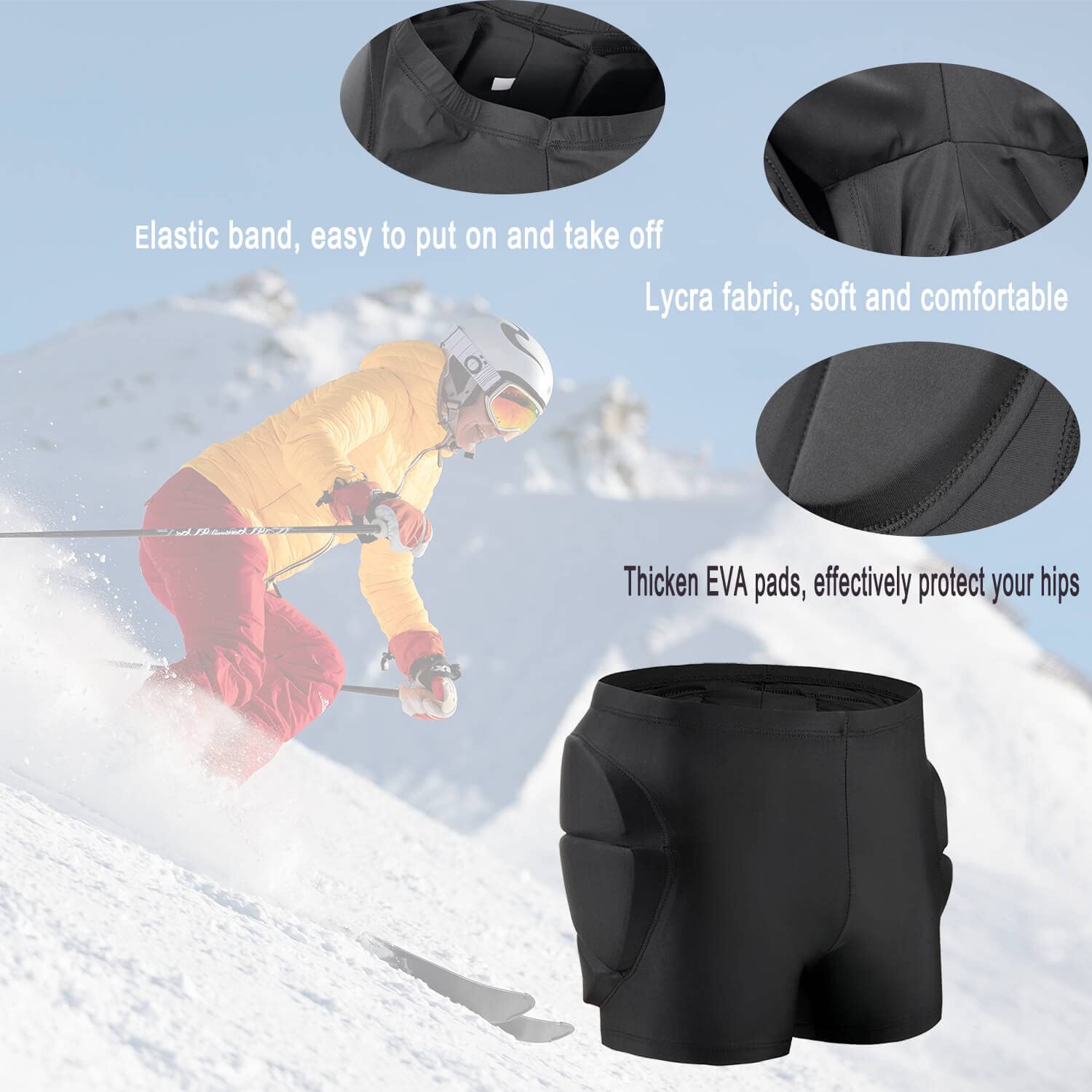 Roller Hockey Pants 3D Hip Protective Pads Ski Pants-Thickened EVA Skateboard Crash Pad For Tailbone Protector