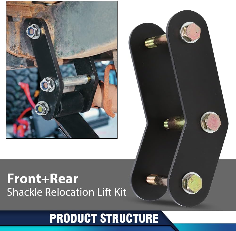 PIT66 Front & Rear 2" Shackle Relocation Lift Kit Compatible with Jeep Wrangler YJ 1987-1995