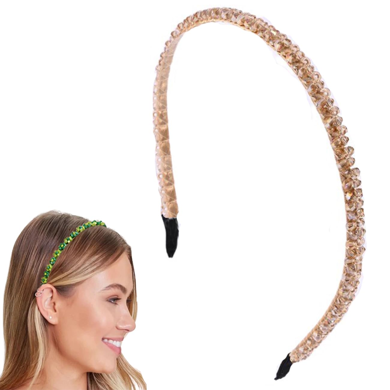 Traziewell Women Girls Headband Fashion Sparkle Crystal Rhinestone Headbands Beaded Hair Hoop 1909, H1909