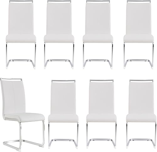 Miniatura 34 de Juego de sillas de comedor gopop, sillas modernas de metal para cocina con asiento acolchado de piel sintética, respaldo alto y patas de cromo