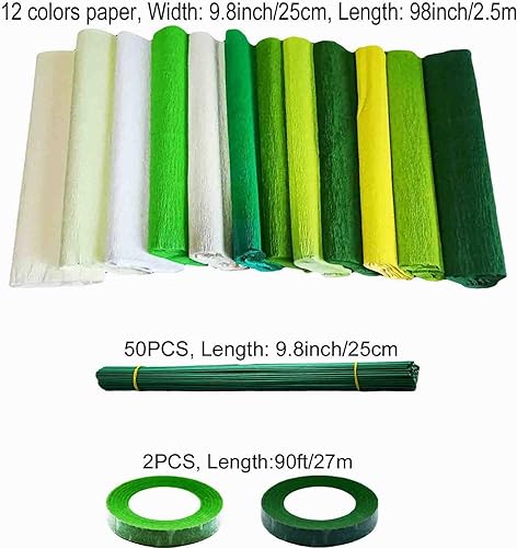 Miniatura 5 de KYMY Papel crepé, rollos de papel crepé, kits de bricolaje de flores con cables de hierro y cinta, serpentina de papel crepé para cumpleaños, boda,