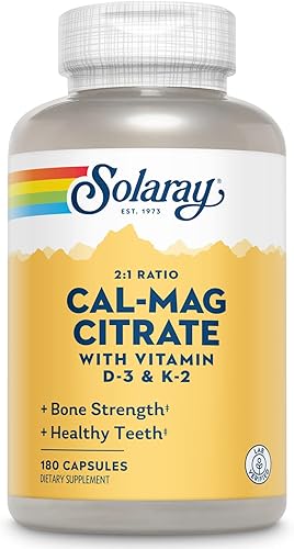 SOLARAY Citrato de calcio y magnesio con vitamina D3 K2 - Suplementos de calcio para mujeres y hombres - Apoyo a la salud ósea y cardíaca -