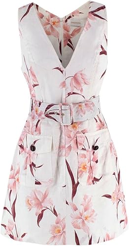 Zimmermann Vestido Corto de Lino Floral con orquídeas Segunda Mano