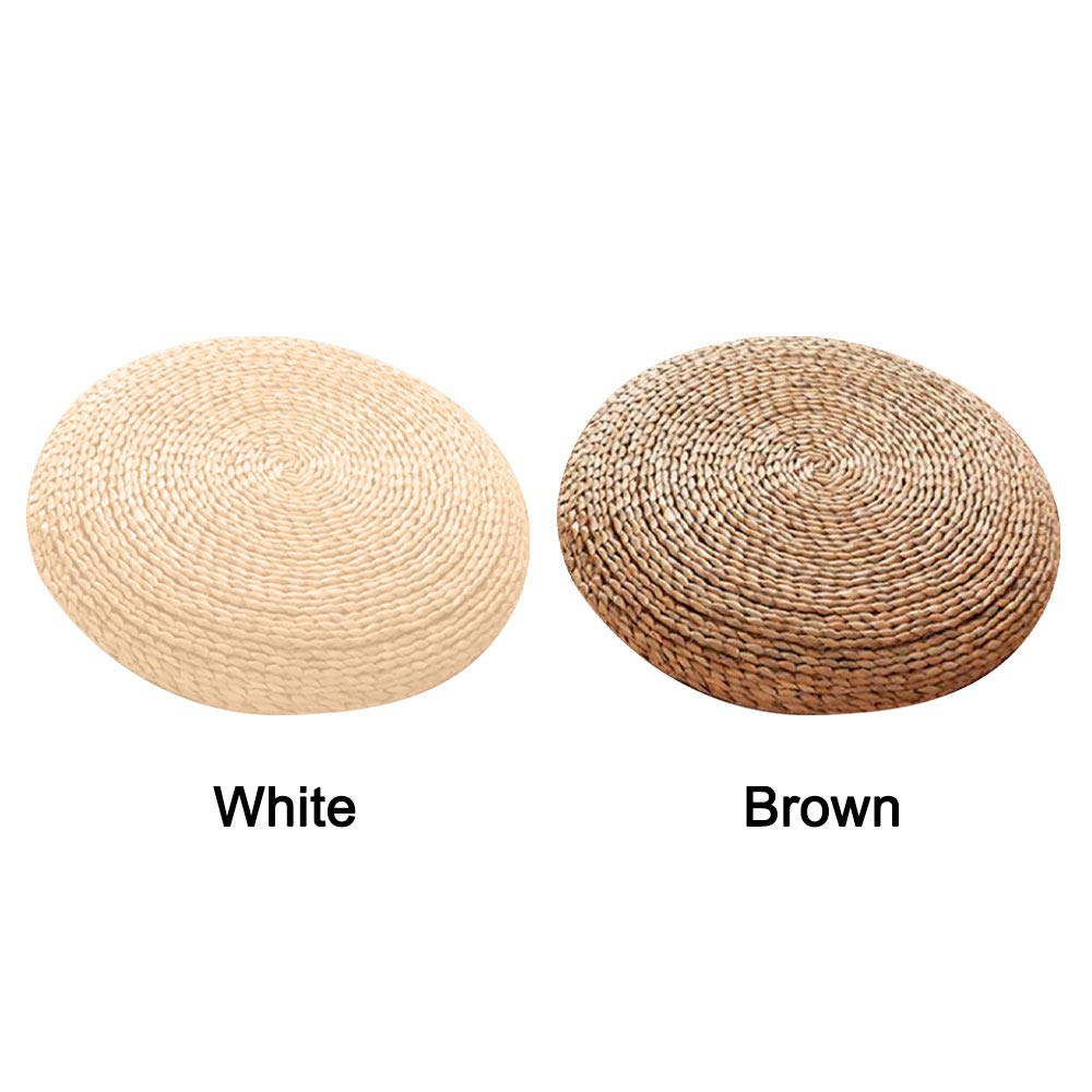 Almohada de Suelo de Ratán, Cojín de Paja Redondo, Alfombra de Suelo de Tatami Tejida a Mano, Tatami Tejido a Mano para Meditación, Zen, Práctica de Yoga o Buda (Brown-50cm)