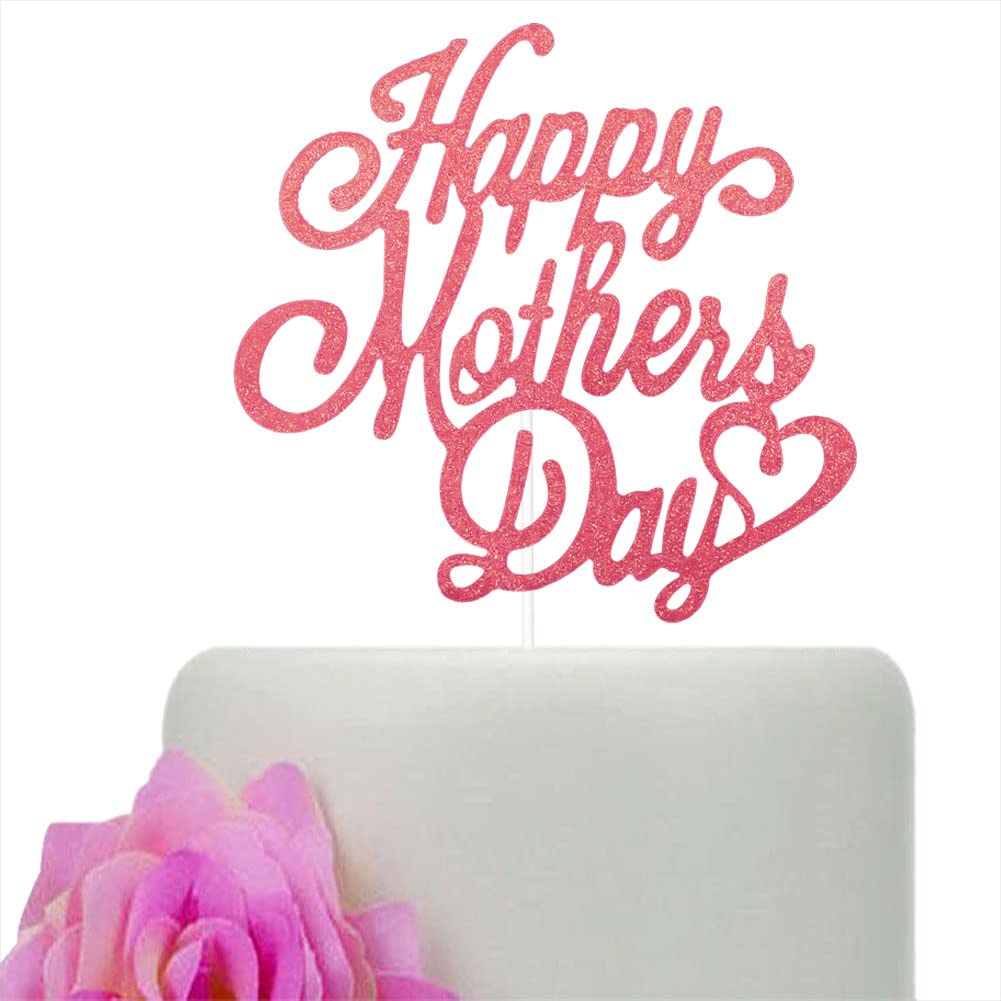 Ephlyn 1Pcs Happy Mother's Day Cake Topper Glitter Best Mom Ever Cake