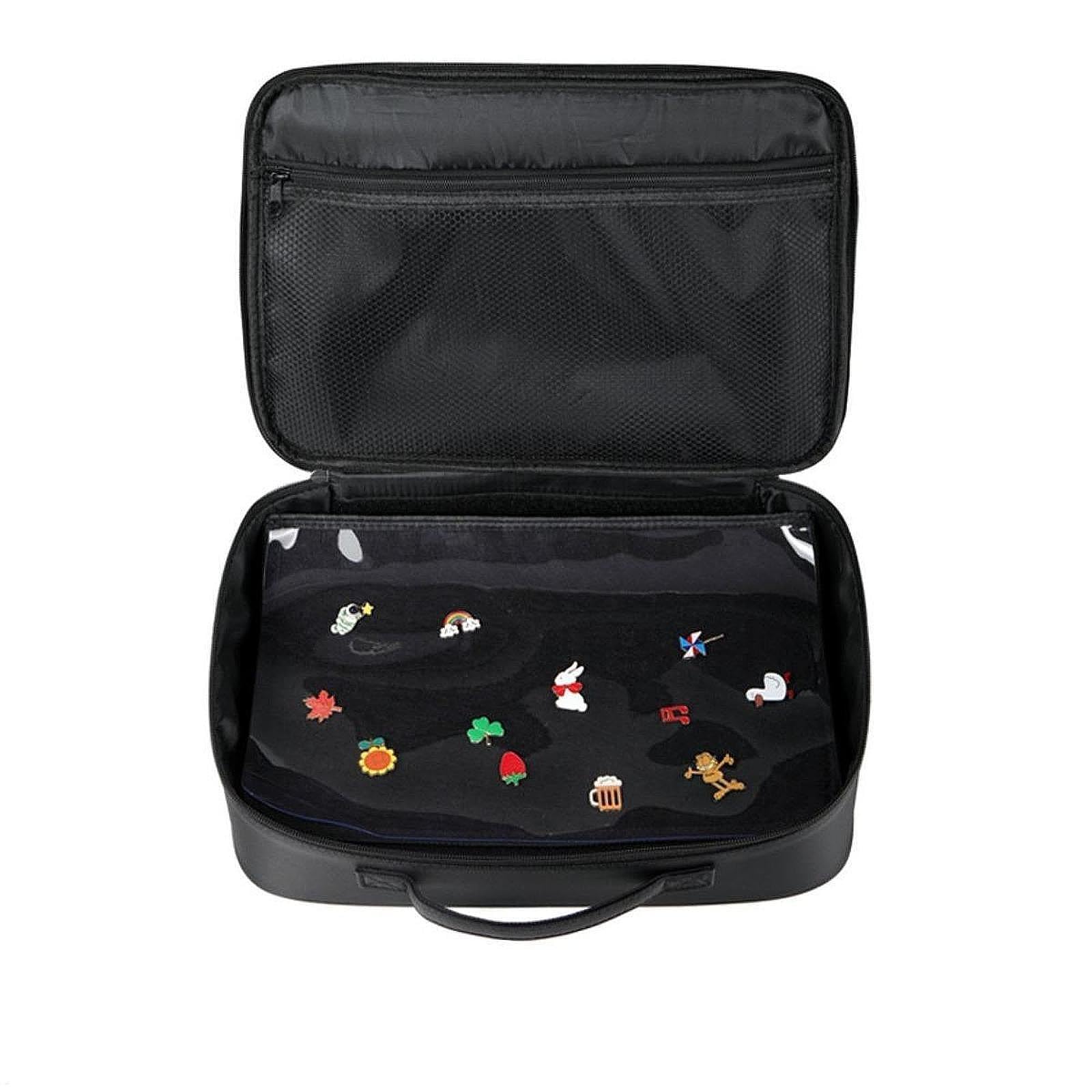 Borsa espositiva per spille smaltata adatta ai viaggi con manico