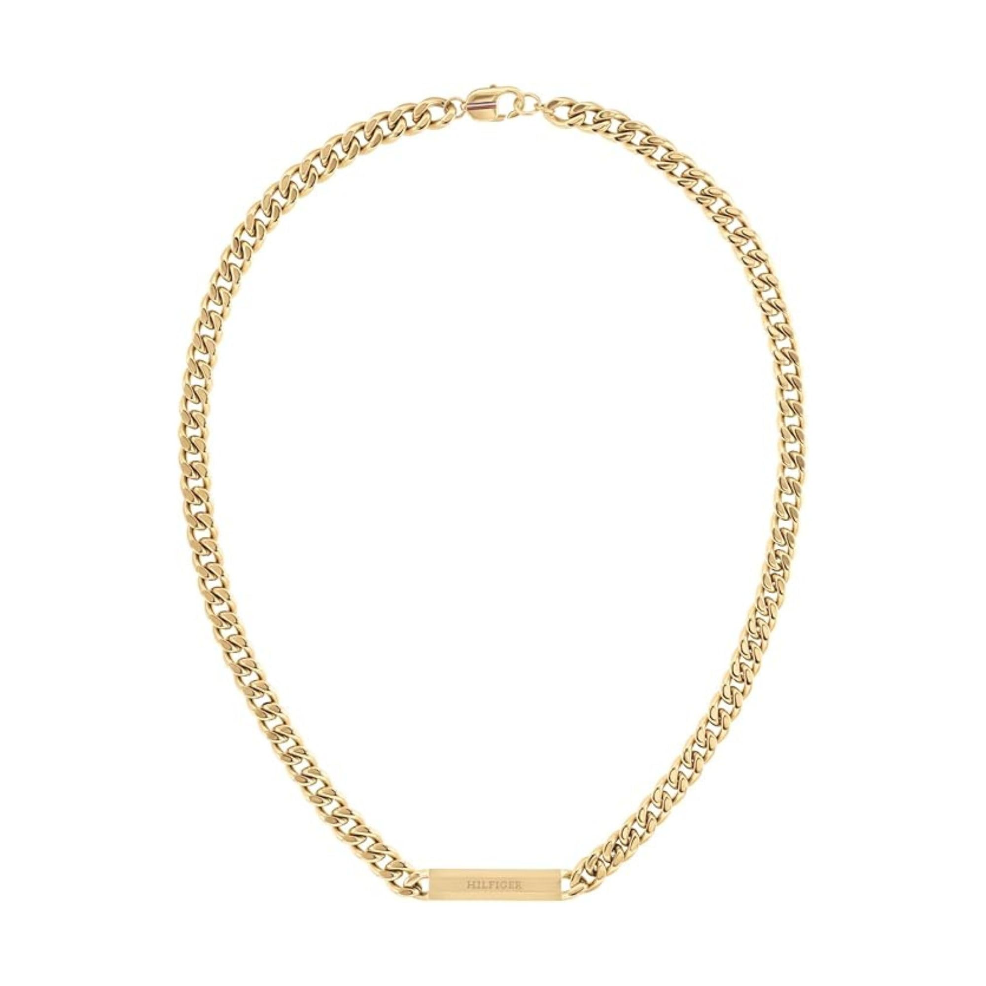 Tommy Hilfiger Men's Jewelry Crush Collection - Perfect for Any Occasion - Gold Plated Bracelet and Necklace, Standard, Stainless Steel, No Gems, Stainless Steel, No Gemstone