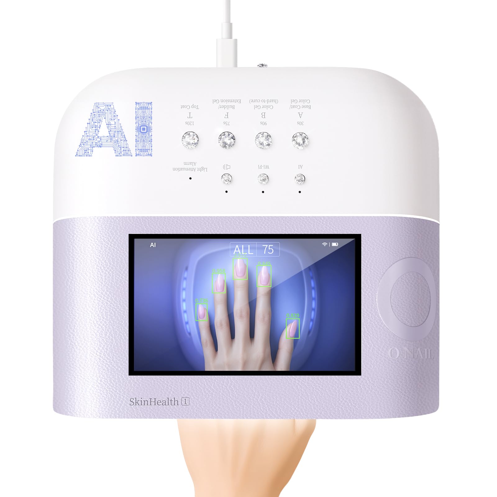 AI UV LED Nail Lamp-AI Precision Scan,Reduce Excess UV Skin Damage-2in1 AI Computer&Nail Dryer with HD Visible Screen,109 LEDs 2X Faster Curing,Nail Curing Lamp for Salon and Home Purple