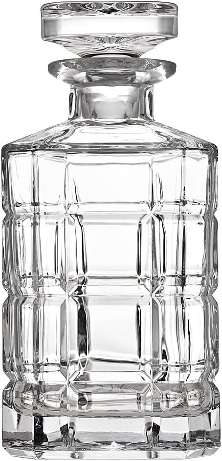 Godinger Plaid Liquor Decanter, Whiskey Decanter, Beer Pint, Barware & Drinkware, 25oz
