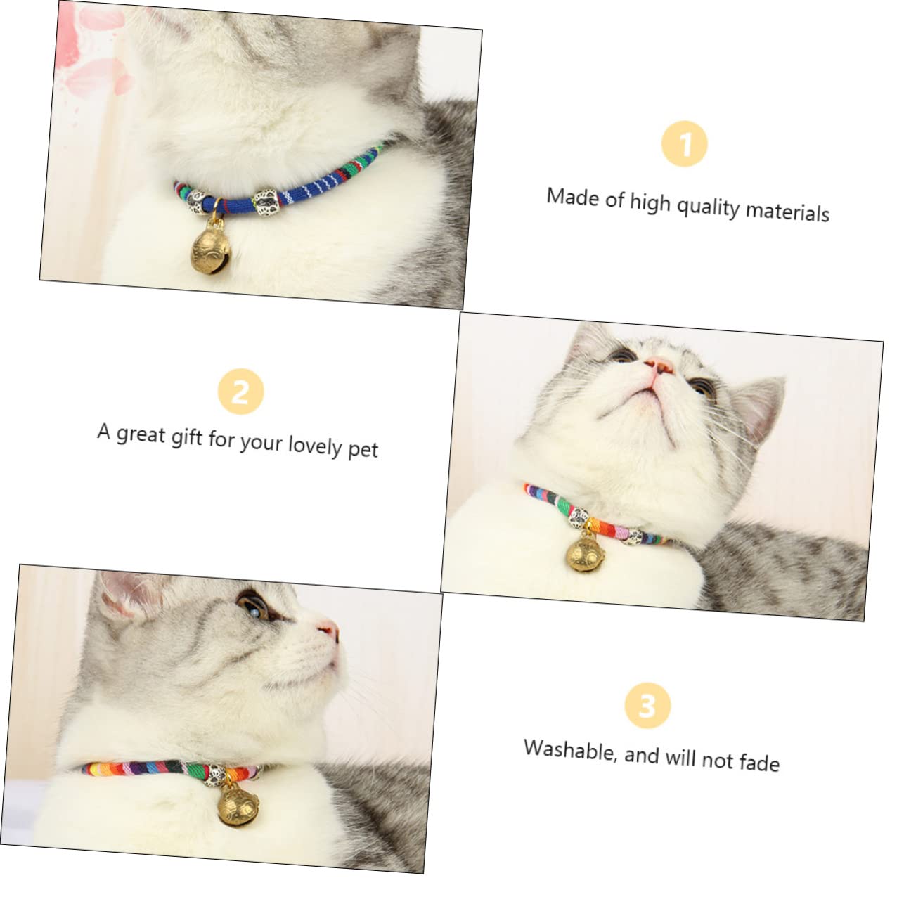 INOOMP 9pezzi Collarper Gatti Con Campanello Stile Collare Regolabile Per Gatti Accessori Per Animali Domestici Per Ogni Occasione