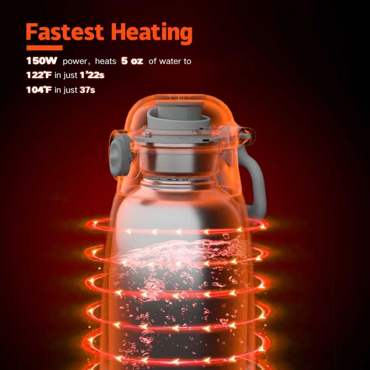 Portable Bottle Warmer for Travel,150W Fast Heating and Charging 17.5oz Large Capacity& Extended Battery Life,Bottle Warmer On The Go for Baby Essentials - Image 2