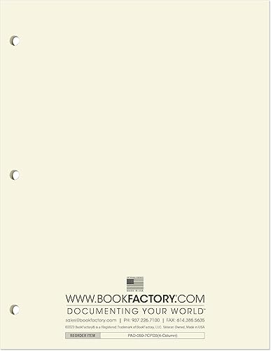 Miniatura 8 de BookFactory Bloc de contabilidad grande de 13 columnas para contabilidad (trece columnas) - 17 x 11 pulgadas, 50 páginas, formato horizontal de bloc