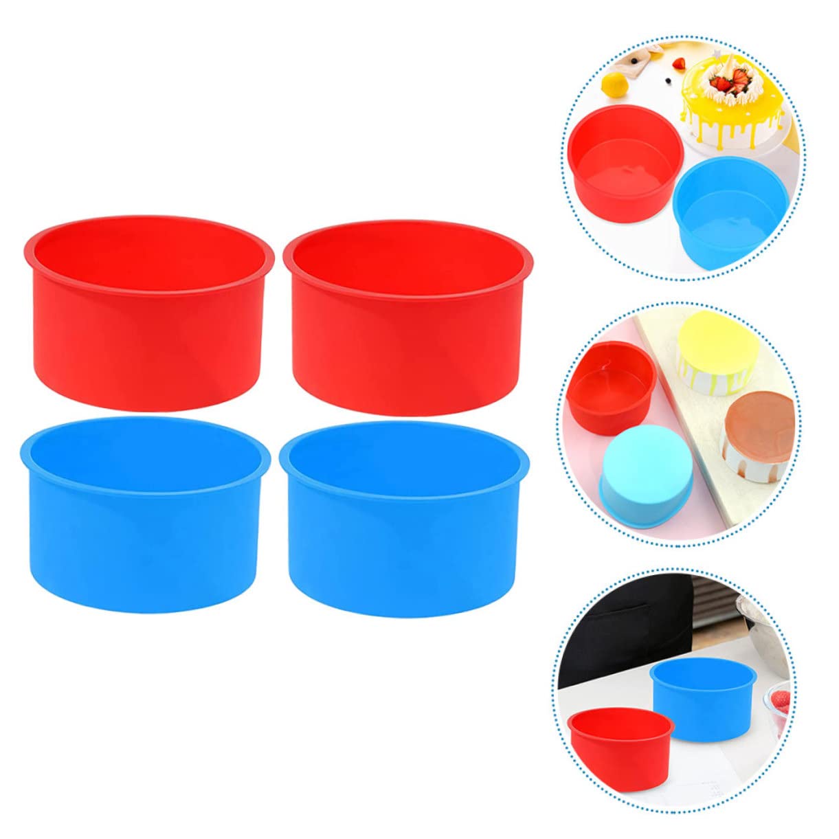 ifundom 16piezas Moldes De Silicona Para Pasteles Antiadherentes Moldes Redondos Para Hornear Queso y Tartas Para Repostería Casa