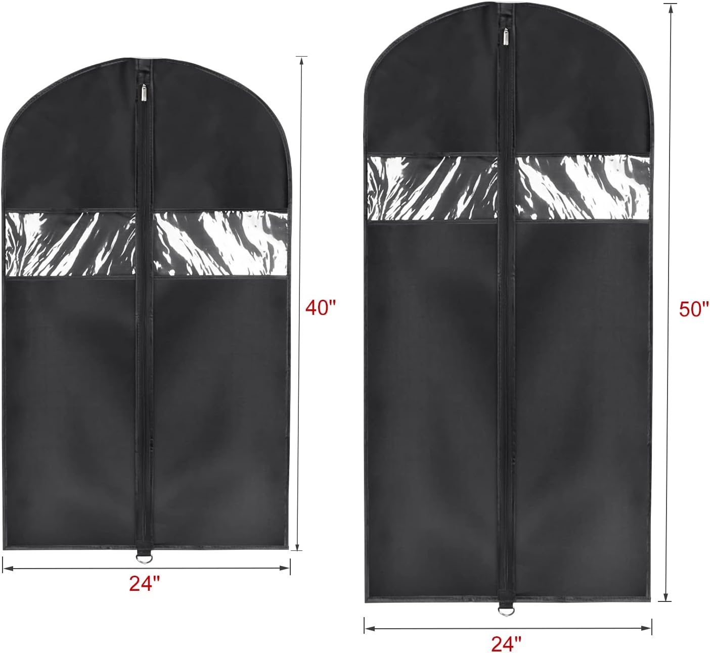 Univivi Hanging Garment Bags Suit Bag for Storage and Travel 40/50 inch,(Set of 6) Anti-Moth Protector, Washable Suit Cover for T-Shirt, Jacket, Suits, Dresses, Coats, [Upgraded Version]