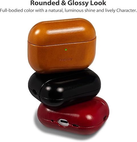 Miniatura 4 de Belemay Funda de piel encerada con aceite hecha a mano para AirPods Pro 3 generación (2025), piel de vaca auténtica, pátina de dos tonos suave y