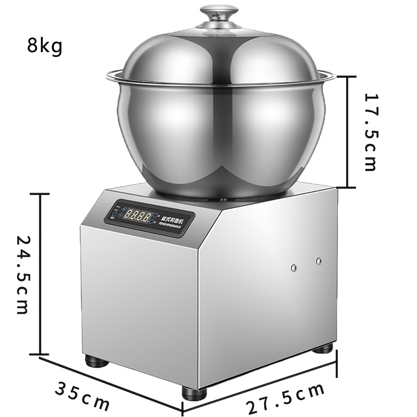 Impastatrice commerciale, impastatrice elettrica a spirale per impasti pesanti da 5 kg/8 kg con ciotola in acciaio inossidabile, controllo touch, timer 0-30 minuti, per ristoranti(8kg)