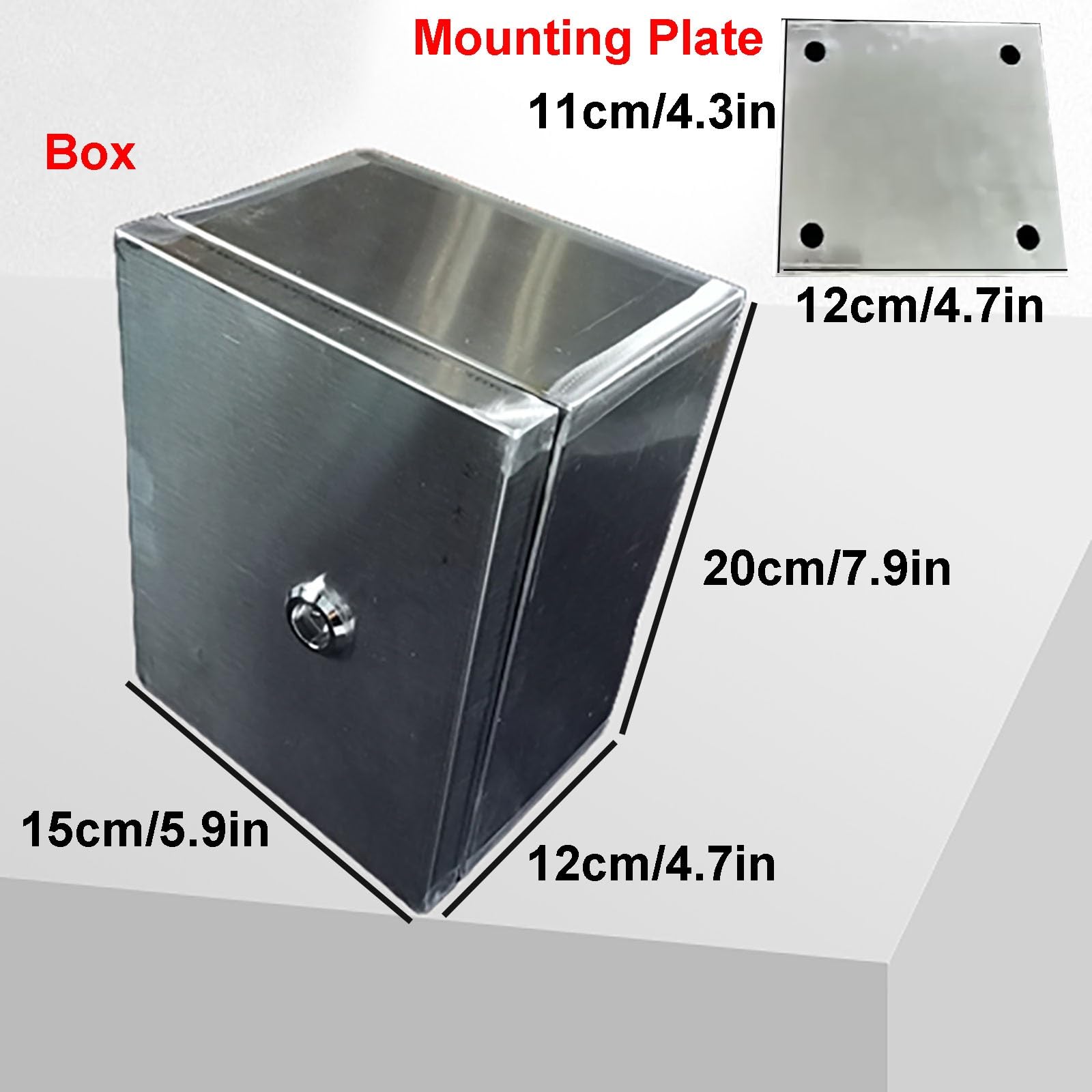 Caja Conexiones Exterior Pequeña, Caja Estanca Exterior Electrica con Cerradura y Placa de Montaje, Instalación en Superficie