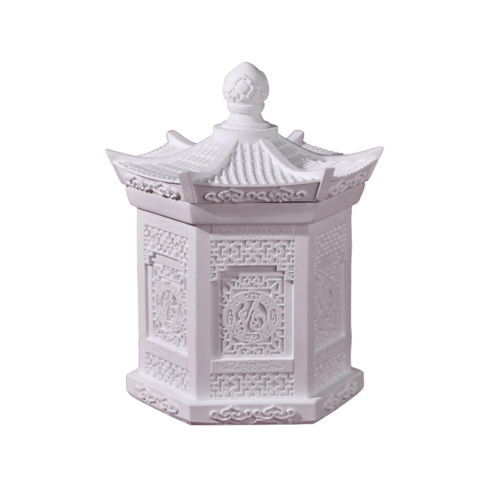 Candlestick Holder 1 Piece Hexagonal Fukuting Scented Candle Plaster Cup Incense Bedroom Living Room Ornament White