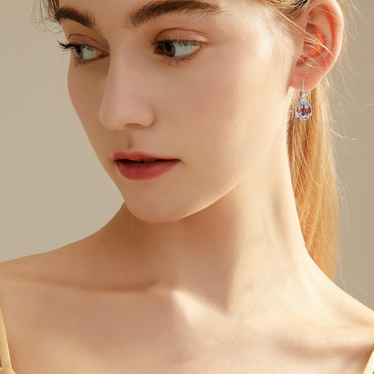 Peridot/Moonstone/Purple Crystal/Rose Quartz/Amber/Blue Sandstone/Moss Agate Dangle Earrings Sterling Silver Filigree Drop Dangle Earrings Peridot Jewelry Gifts for Women