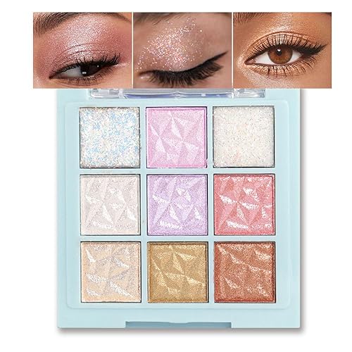 Miniatura 8 de Paleta de sombra de ojos colorida de 9 colores con brocha para sombra de ojos, altamente pigmentada, mate, brillante, cálida, pastel, paleta de