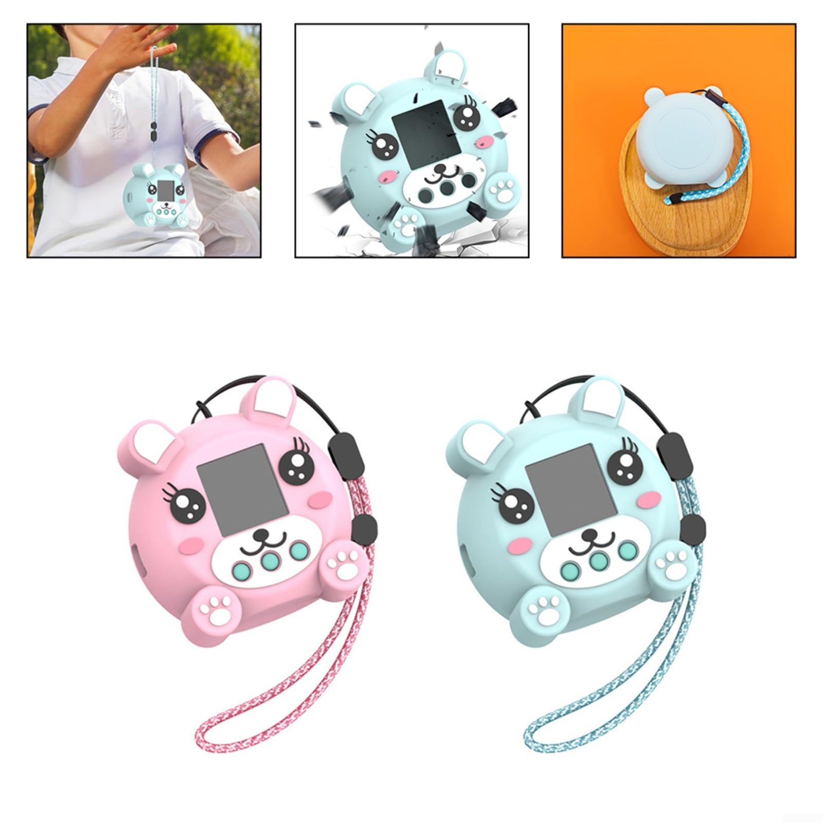 Funda De Silicona Para Punirunes – Protector Anti Caídas Y Arañazos Para Juguete Digital Interactivo (Azul/Rosa)