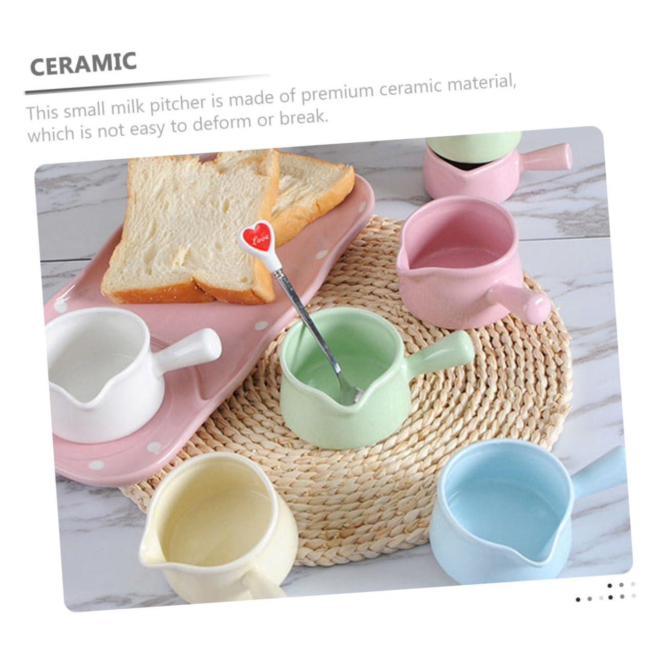 Pichet à Lait Lot de 5 en Céramique 100ml avec Poignée
