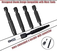 Vista 3 de NORTOOLS Juego de extractor de pernos rotos de 6 piezas, juego de extractor de tornillos dañados con 1/4 de cambio rápido Arbors Kit de herramientas