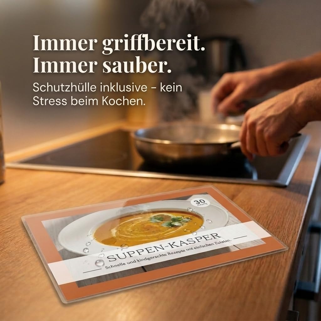 Unendlicher Speiseplan Profi Kit (Hellgrau) – Magnetischer Wochenplaner mit 8 Rezeptkarten-Sets (240 Rezepte) – Familien- & Kinder-Essensplaner mit Rückwand, Box & Schutzhülle – BPA-frei