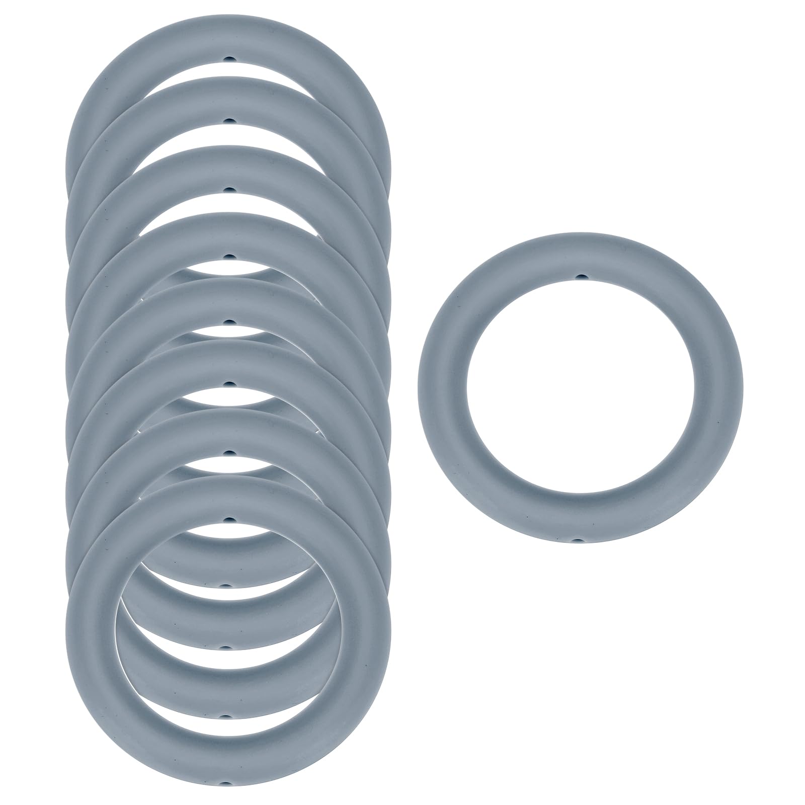 Anneaux de perles en silicone 65mm gris foncé à 2 trous pour porte-clés et cordons
