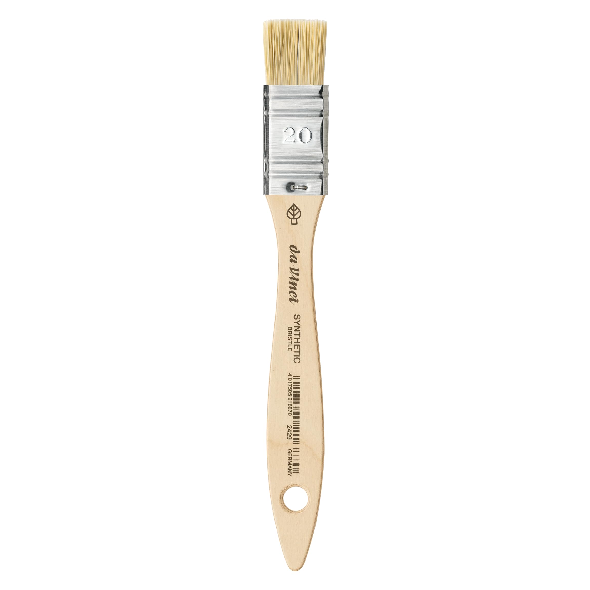 da Vinci, SYNTHETIC BRISTLE, artist's bristle brush, elastic synthetic bristles, for acrylic, oil & tempera, paper, canvas, wood & textiles, wooden handle, vegan, made in Germany, broad, size 20