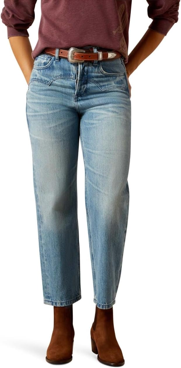 ARIAT Women's Ultra High Rise Cheyenne Yoke Tomboy Straight Leg Jean